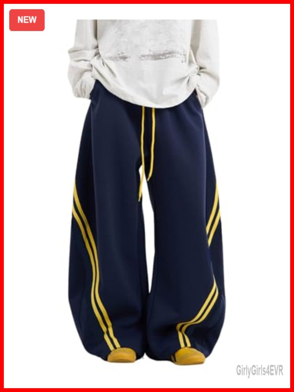 Women's Barrel Sweatpants Striped Wide Leg High Waist Drawstring Baggy Y2K